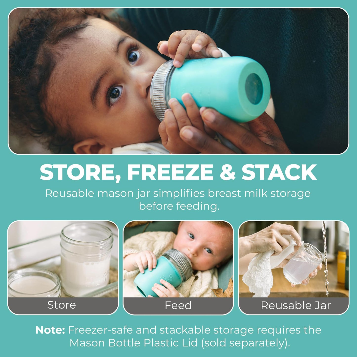Mason Bottle Baby Glass Bottle Gift Set & Breastmilk Storage Set