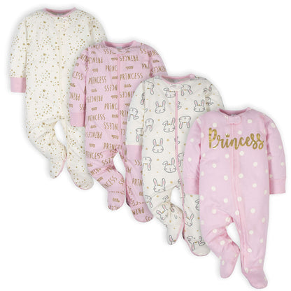 Gerber Baby Girls 4-Pack Sleep 'N Play Footie