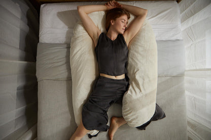 YANA Body Pillow | Luxury Body & Pregnancy Pillow - Organic Bamboo Cotton - Natural Latex Fill - Ergonomic Design - Double Sided - Washable