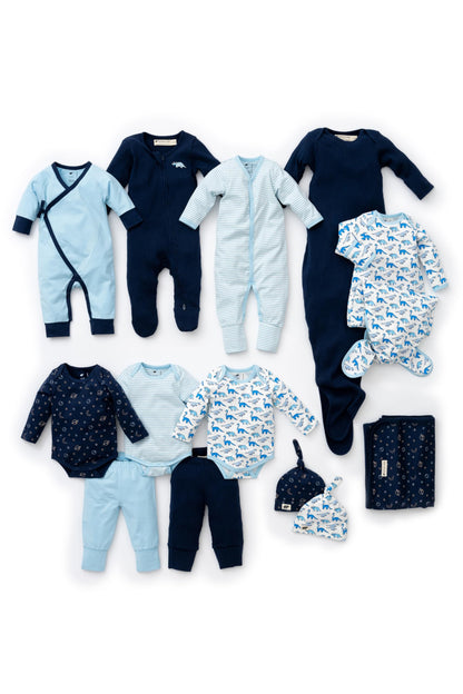 MONICA + ANDY Soft Start Box, Organic Cotton Baby Clothes Set, Super Soft 13-Piece Newborn & Infant Baby Gift Set