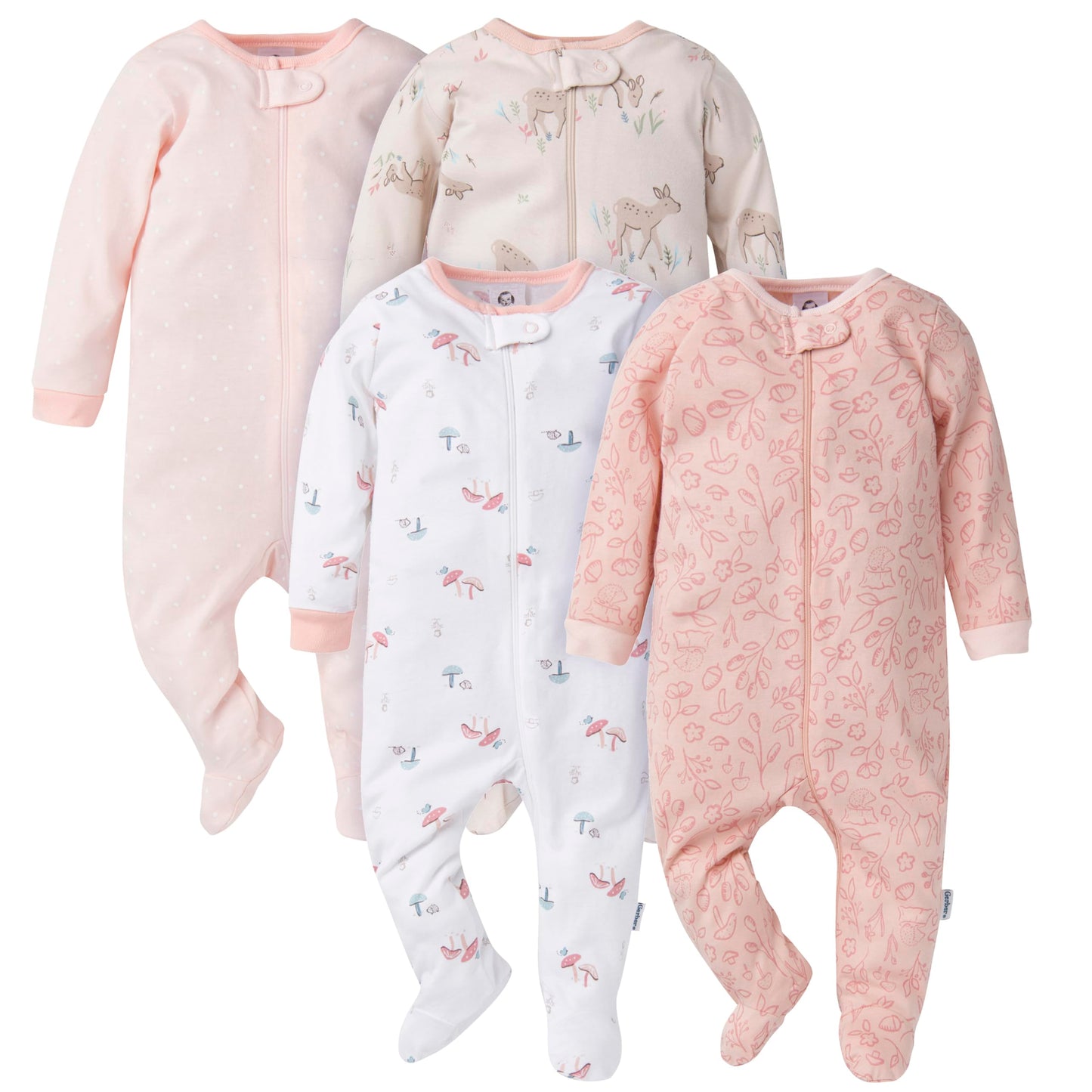 Gerber Baby Girls 4-Pack Sleep 'N Play Footie