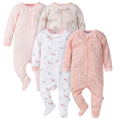 Gerber Baby Girls 4-Pack Sleep 'N Play Footie