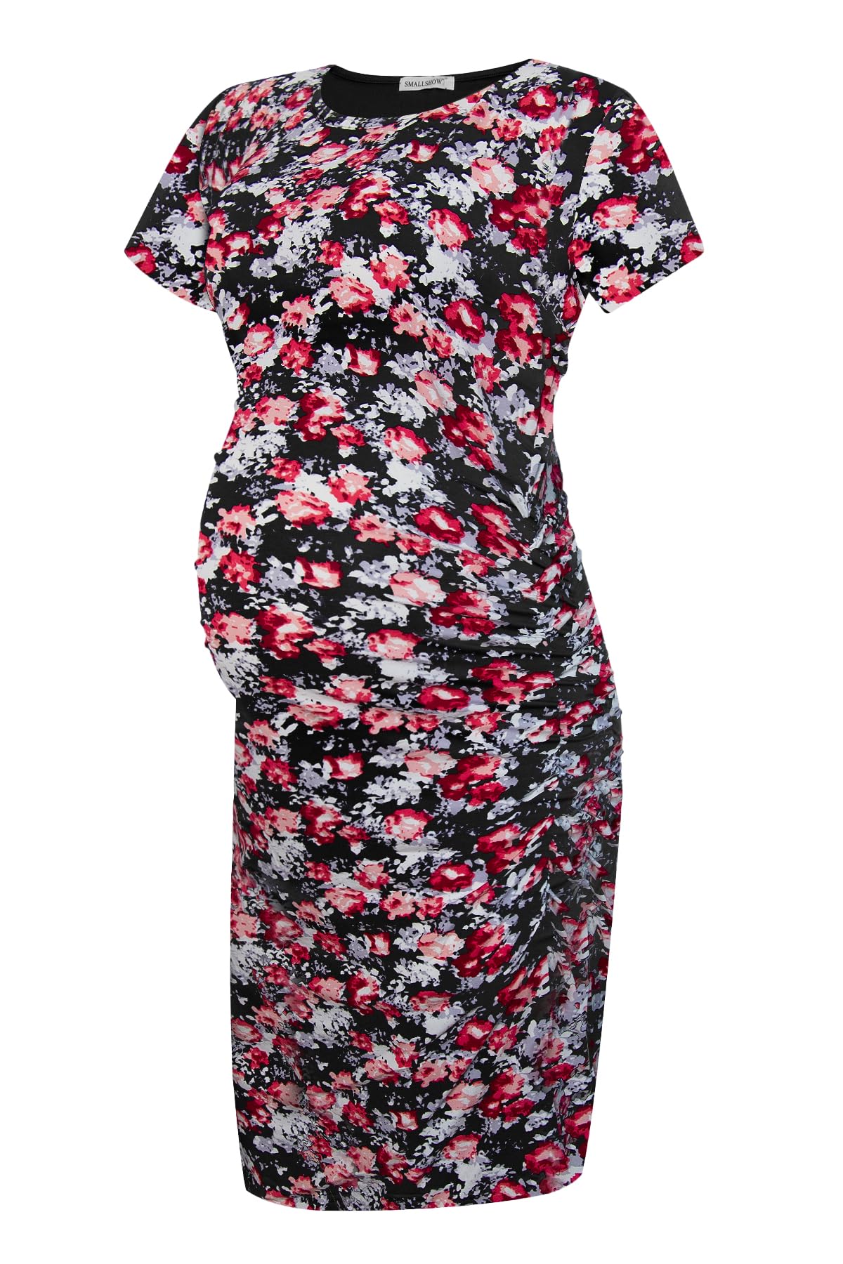 Smallshow Women's Short Sleeve Maternity Dress Ruched Pregnancy Clothes