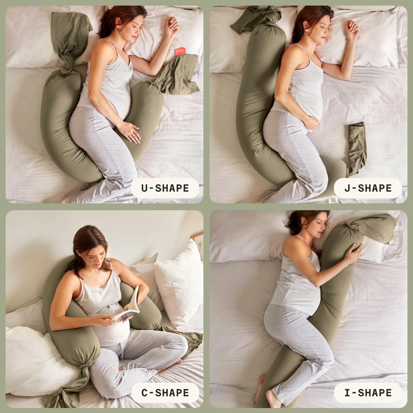 bbhugme Adjustable Pregnancy Pillow – Full Body Support for Side Sleeping - Adjustable Firmness and Shape - Supports Back, Legs, Belly, Hips for Pregnant Women - Removable Cover