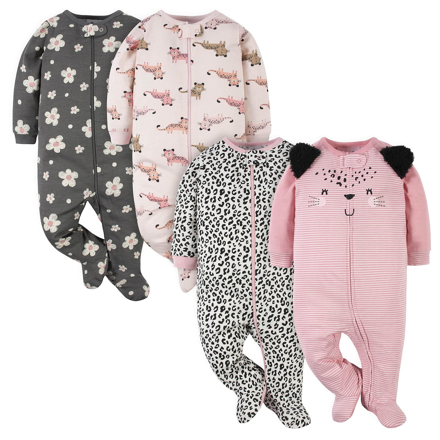 Gerber Baby Girls 4-Pack Sleep 'N Play Footie